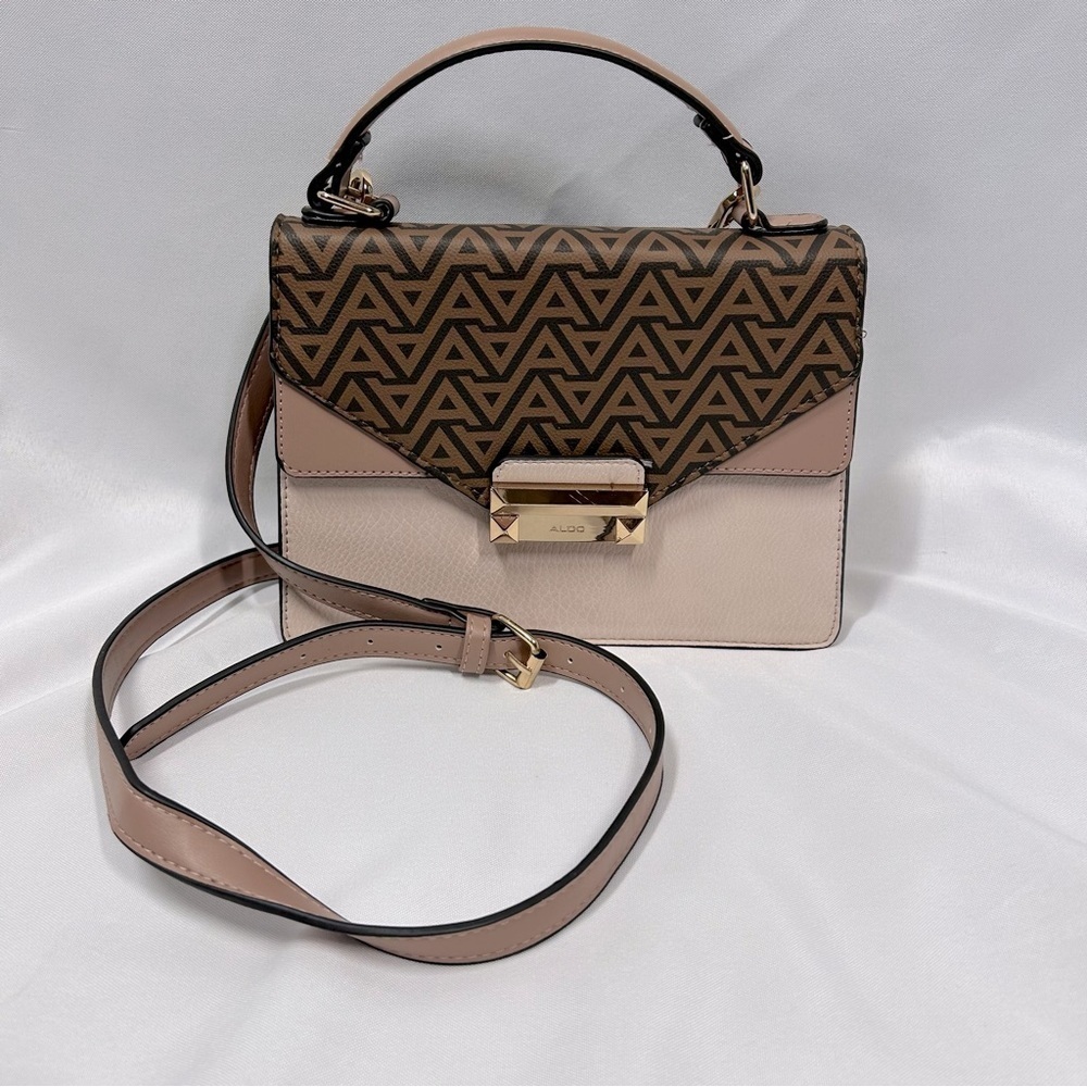 ALDO | Crossbody Handbag Light Pink Brown Gold Purse